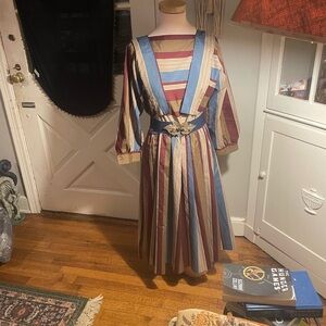 Vintage 1970’s Multicolor Striped Prairie Inspired Dress